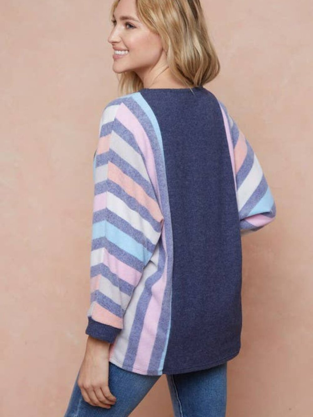 Brushed Hacci, Colorblock Pullover - Picture 4 of 4